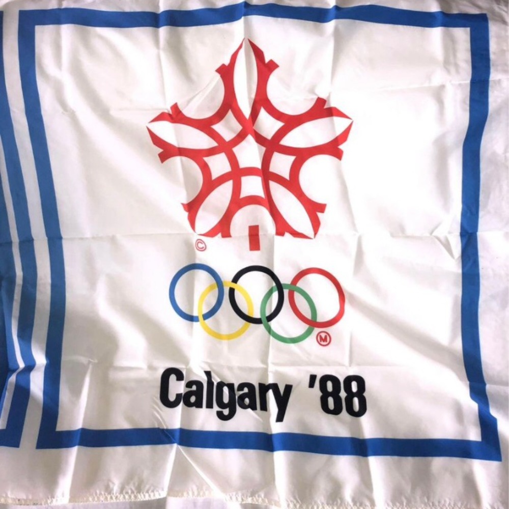 Calgary Olympics Vintage Official Flag 1988 GM Sponsor Nylon Dominion Regalia